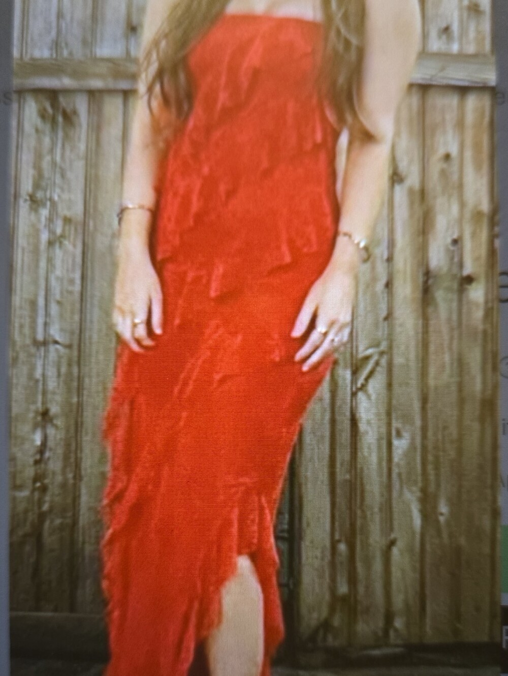 wild fable Red Strapless Ruffle Midi Dress